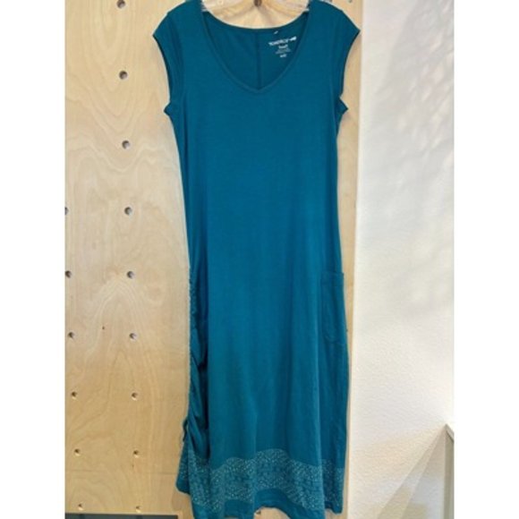 Toad & CO Womens Blue Cap Sleeve v Neck Ribbed Midi Maxi Dress Size Small - Picture 1 of 7